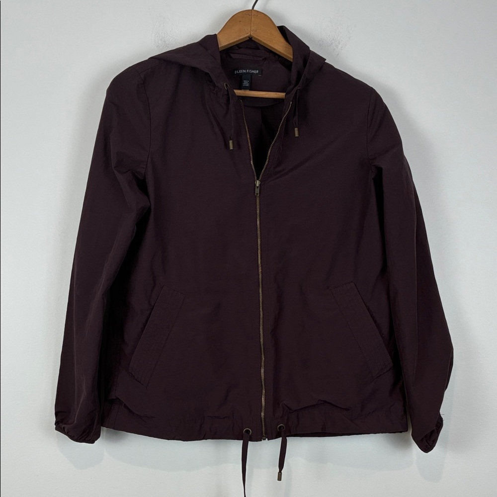 Eileen Fisher Women’s XXS Lightweight Hooded Zip Jacket Purple Plum